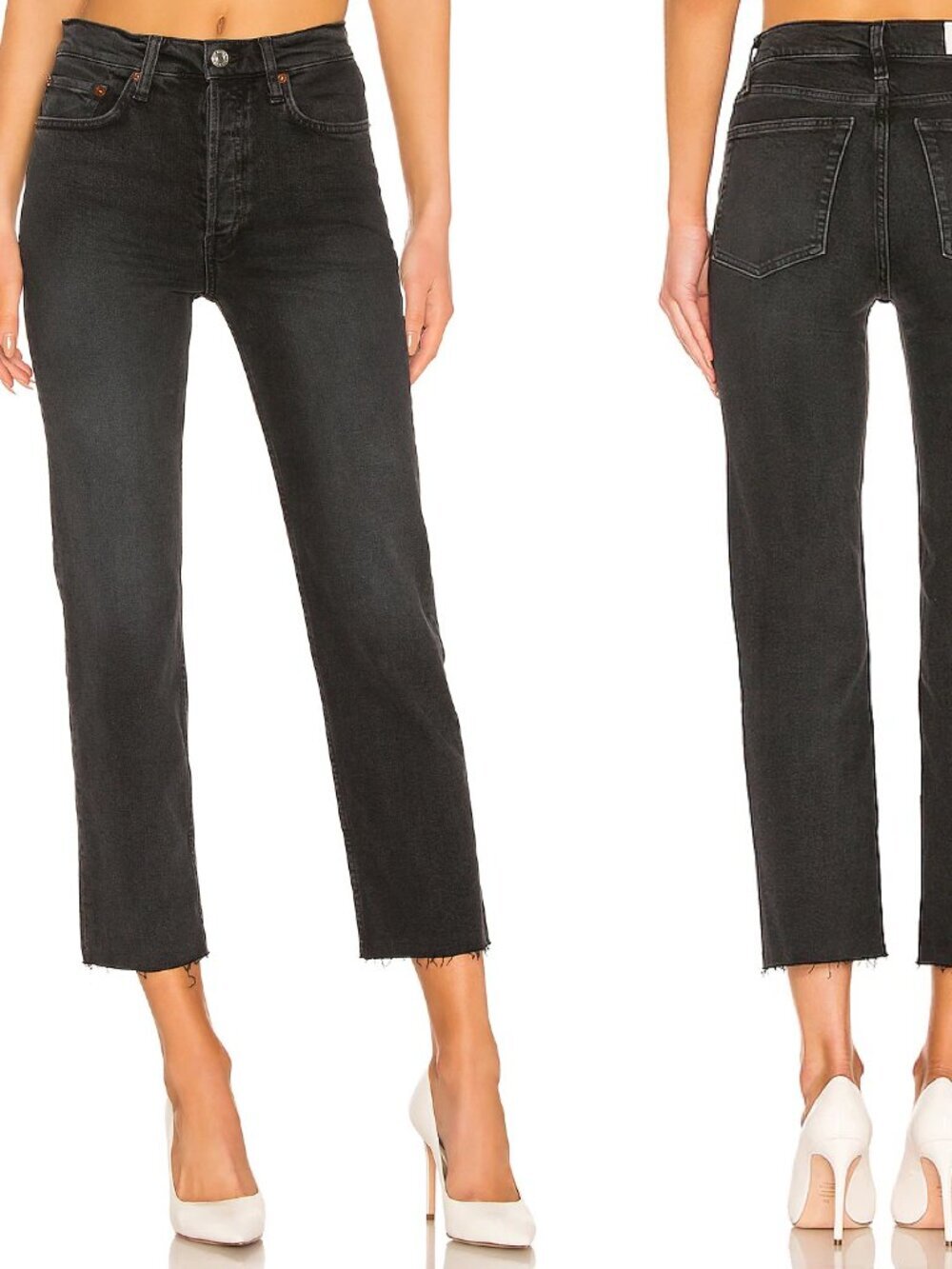 RE/DONE Originals Faded Black High Rise Stovepipe Jeans
